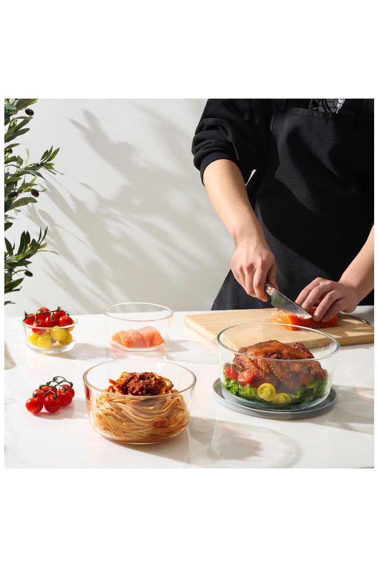Set of 4 Glass Food Storage Containers, Alternate, color, NO COLOR