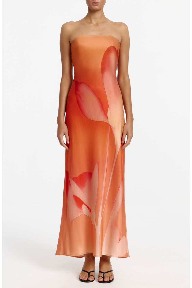 Mora Floral Print Strapless Dress, Main, color, MIMOSA FLORAL