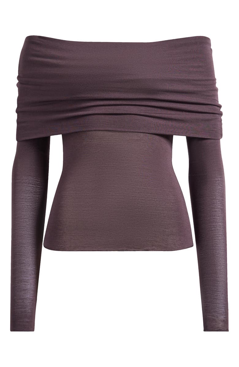 Sheer Modal Off the Shoulder Long Sleeve Top