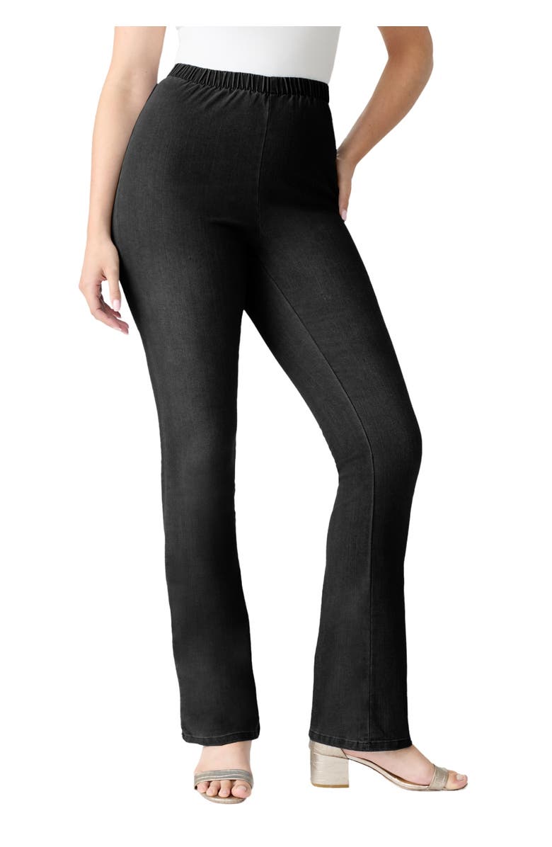 Roaman's Plus Size Comfort Stretch Bootcut Jean, Main, color, Black Denim
