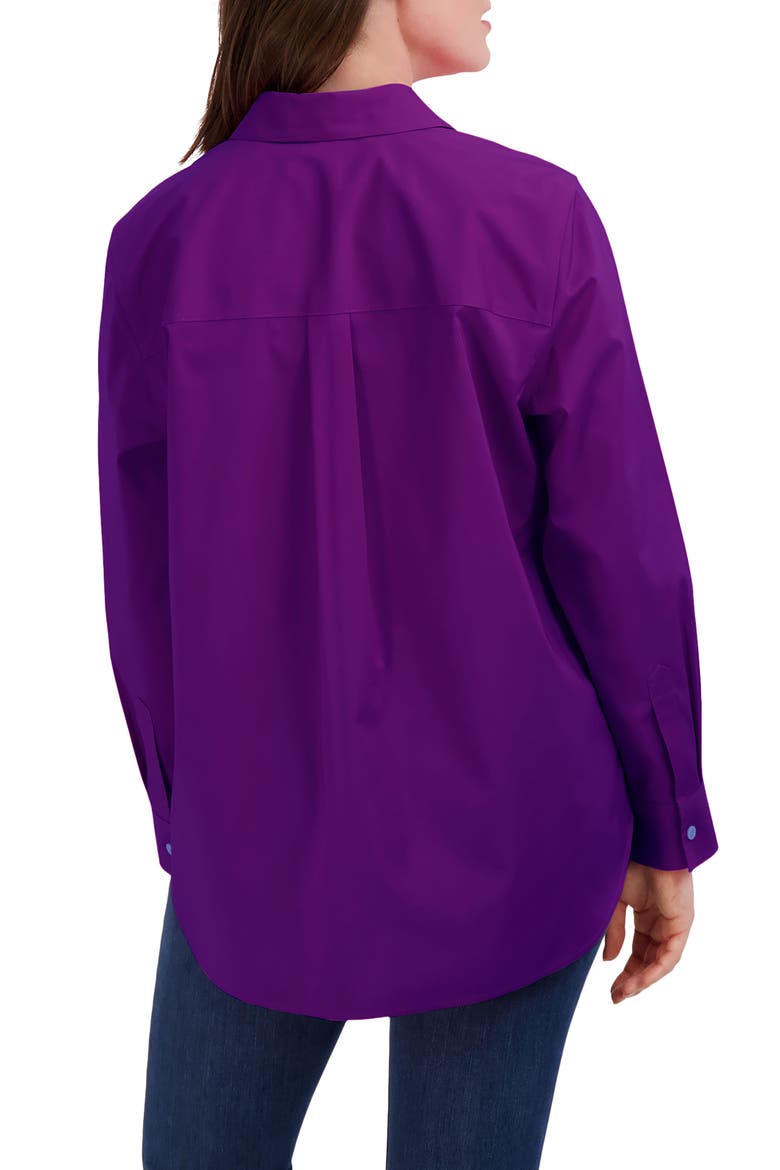 Oversize Cotton Blend Button-Up Shirt, Alternate, color, ORCHID