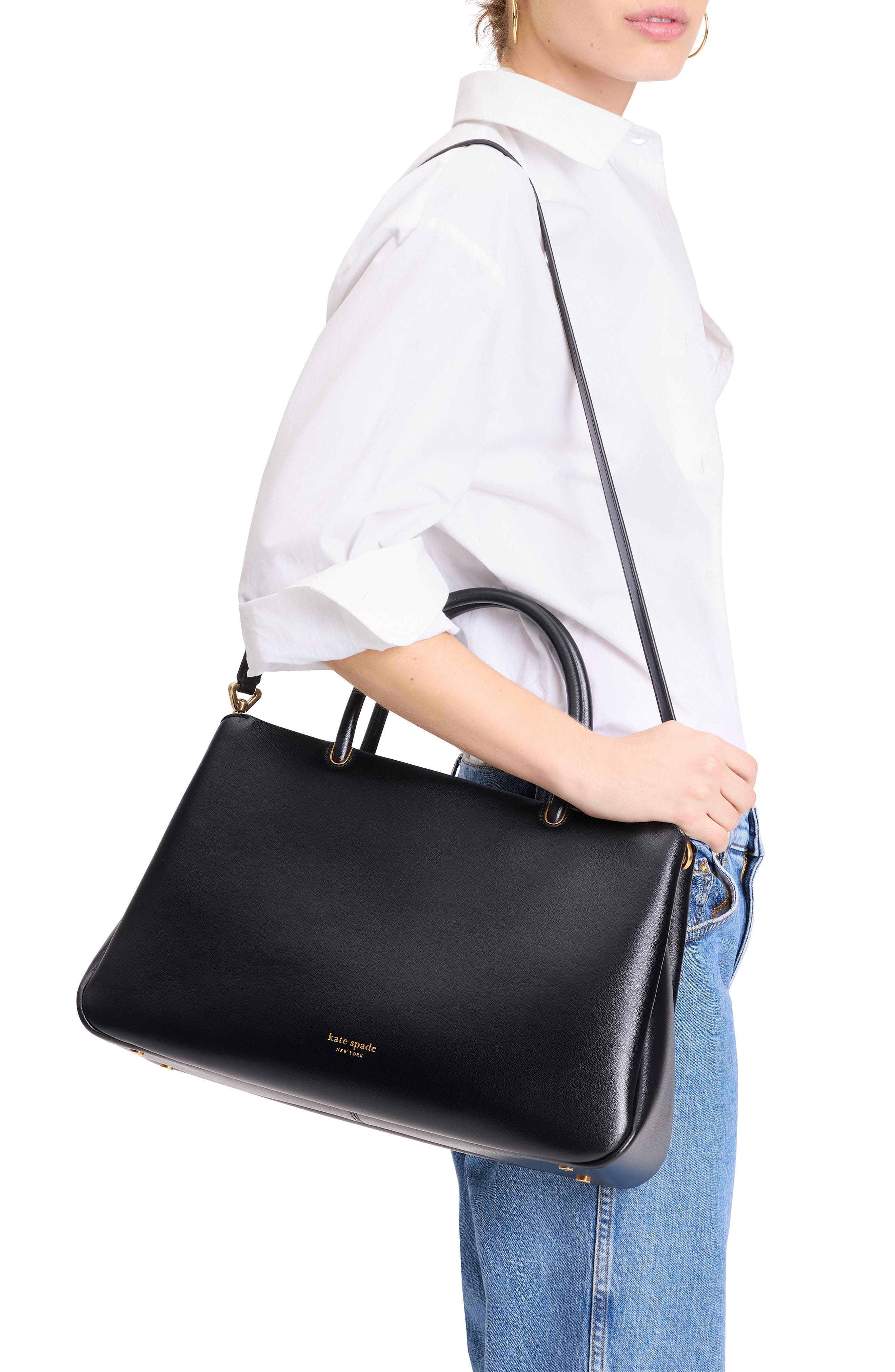 Kate Spade New York large grace fine grain leather satchel, Alternate, color, 