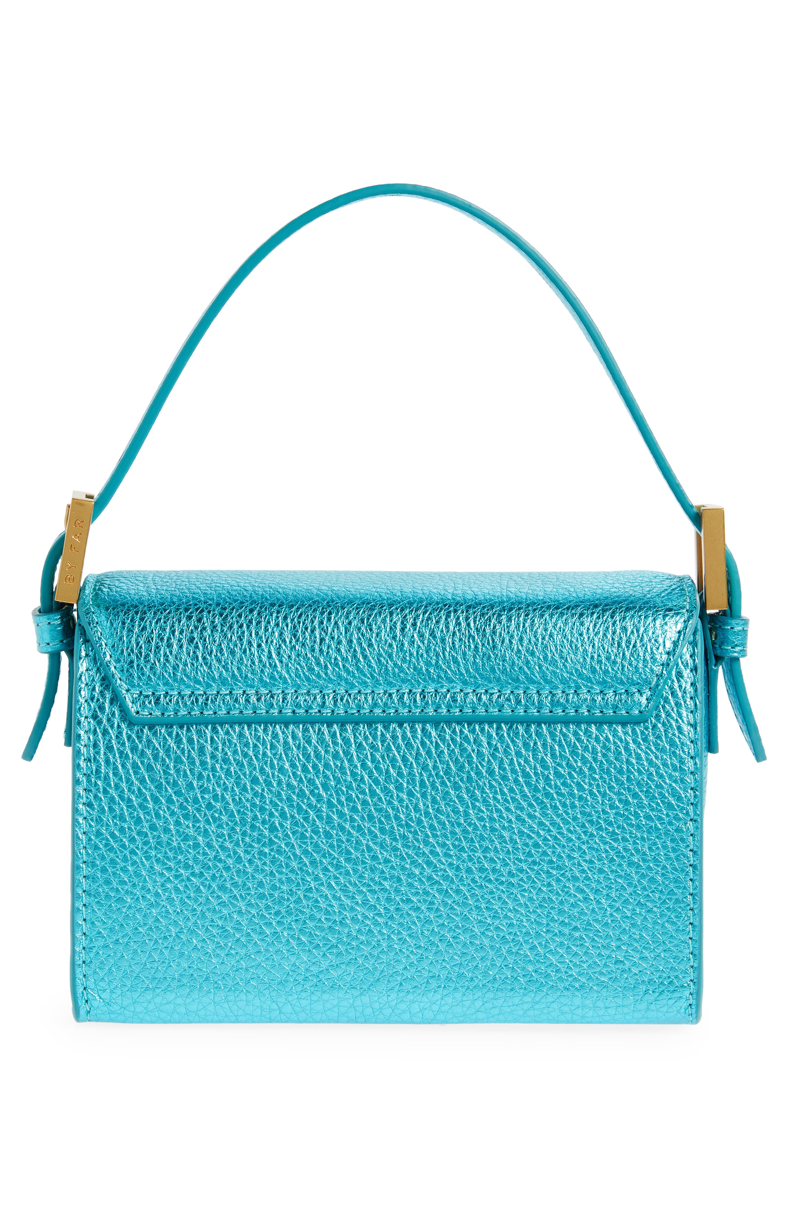 By Far Fran Metallic Leather Top Handle Bag, Alternate, color, 