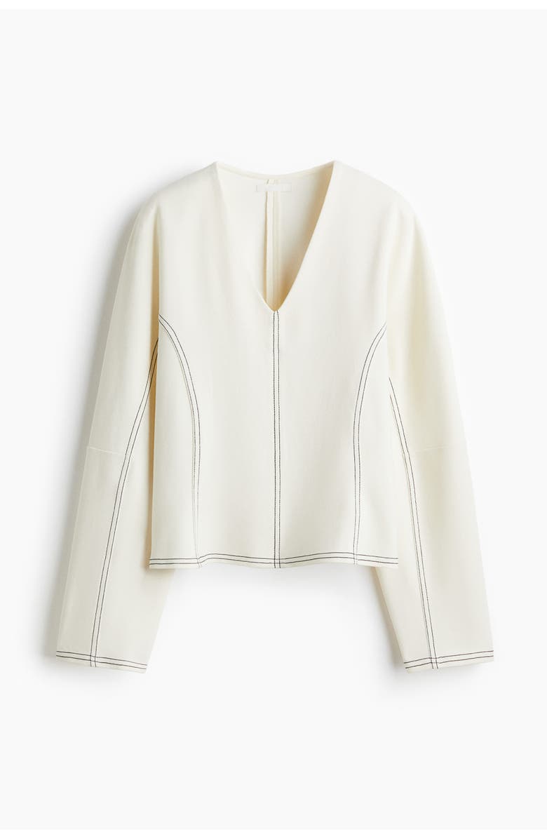 H&M V-neck Top, Main, color, Cream