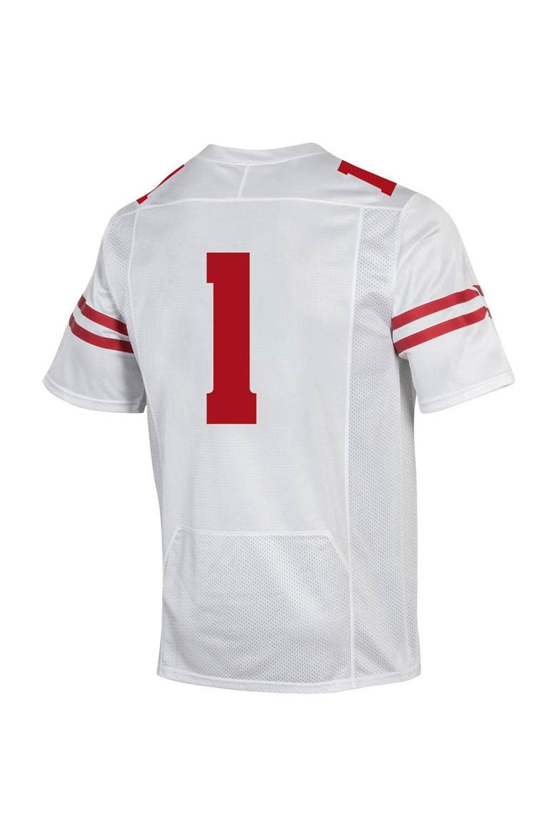 Men's Under Armour #1 White Wisconsin Badgers Premier Football Jersey, Alternate, color, White