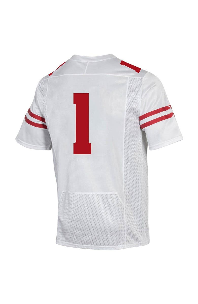 Under Armour Men's Under Armour #1 White Wisconsin Badgers Premier Football Jersey, Alternate, color,
