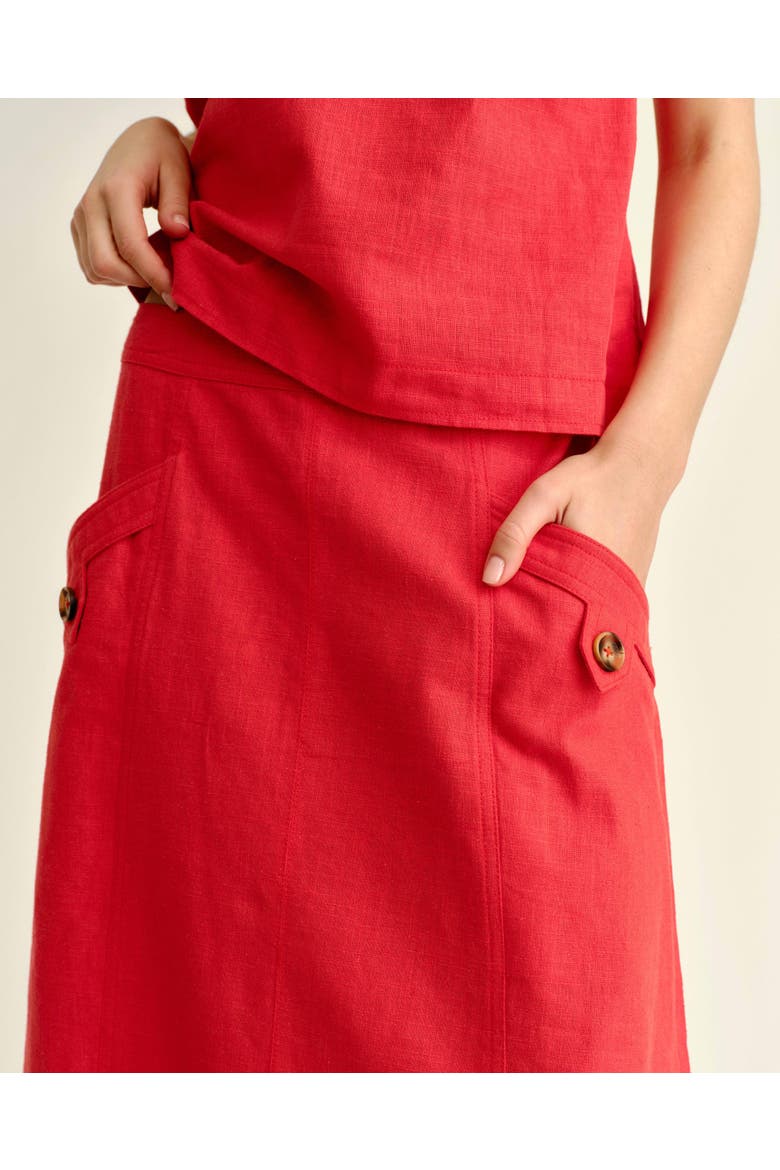 Alice Linen Skirt, Alternate, color, Poppy