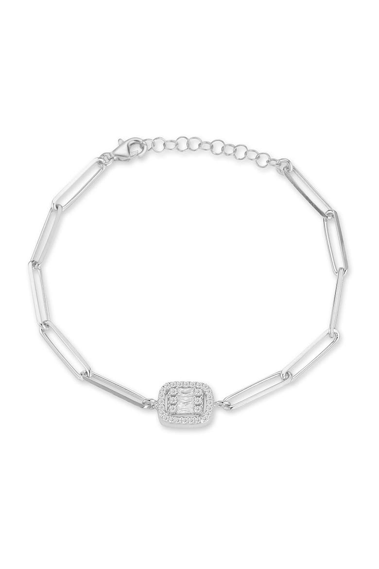 CZ Paper Clip Chain Bracelet, Main, color, SILVER