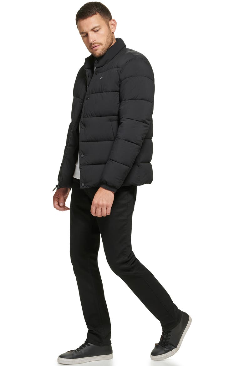 Snap Front Puffer Jacket, Alternate, color, EBONY