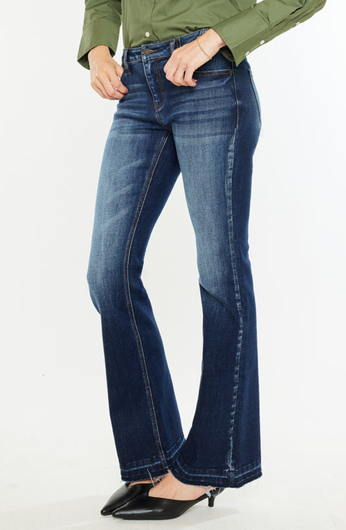 Kancan Michelle High Rise Flare Jeans In Dark Wash