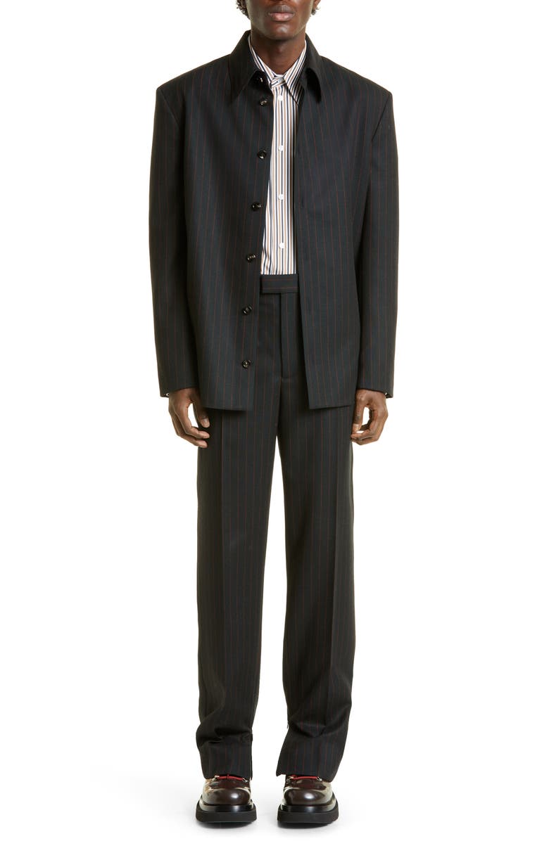 Bottega Veneta Pinstripe Wool Shirt Jacket, Alternate, color, 