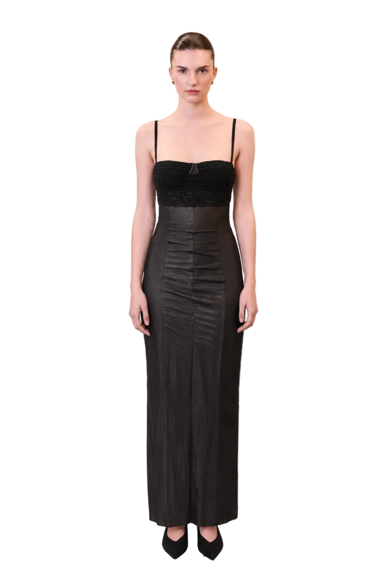 Daydreamers Strappy Dress With Tulle Detail, Alternate, color, BLACK