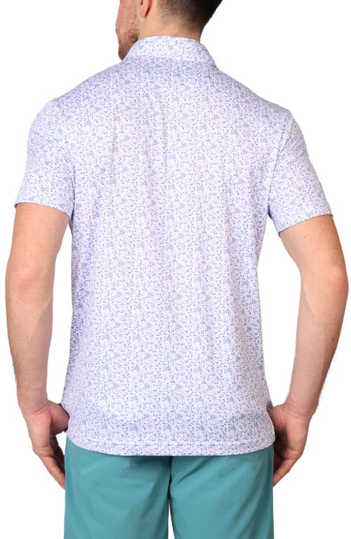 Tailorbyrd Ditsy Floral Print Performance Polo In Dove White