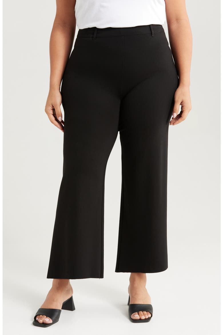 'Lyssentials Erin High Waist Wide Leg Ponte Ankle Pants, Main, color, BLACK