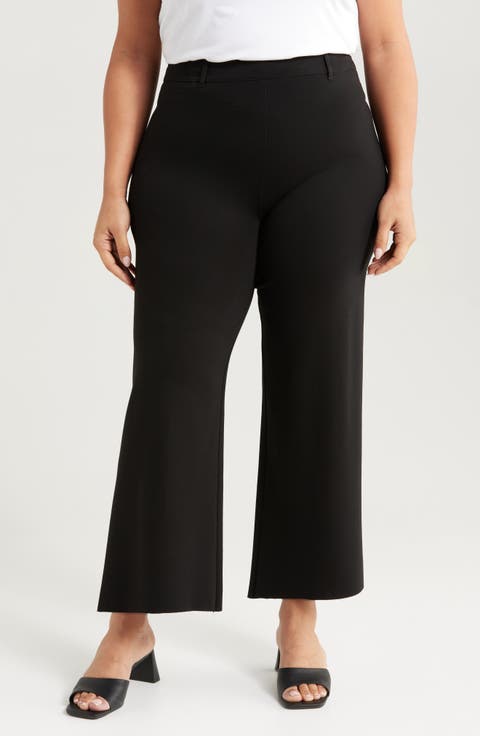 'Lyssentials Erin High Waist Wide Leg Ponte Ankle Pants (Plus)
