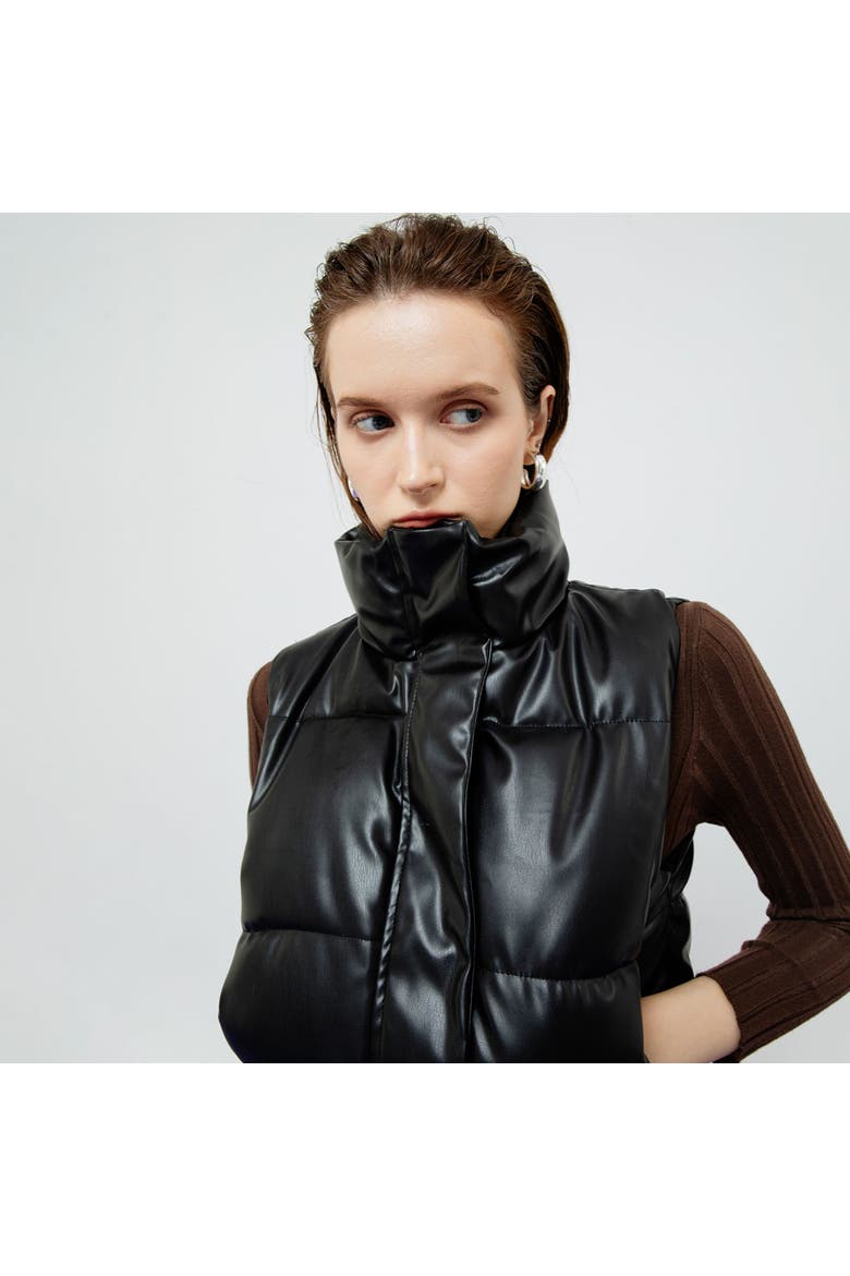 Riley Quilted Leather Vest, Alternate, color, Black