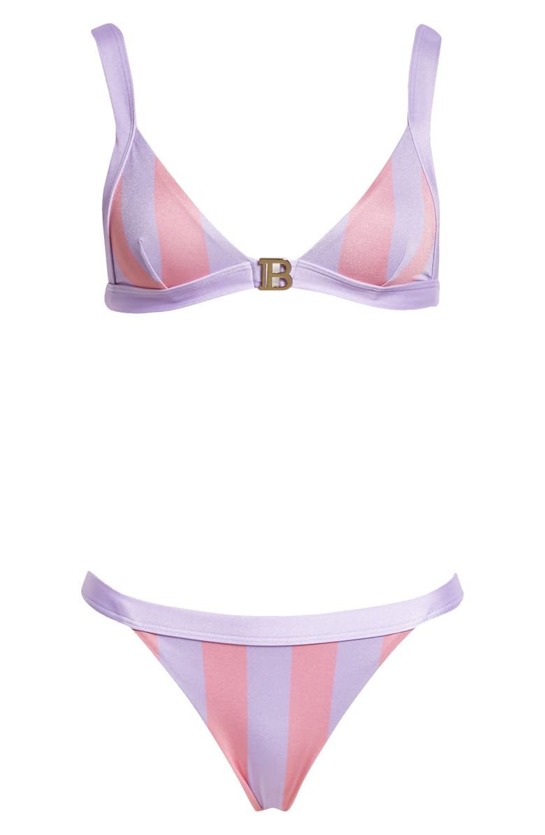 Balmain Stripe Two-Piece Swimsuit, Alternate, color,