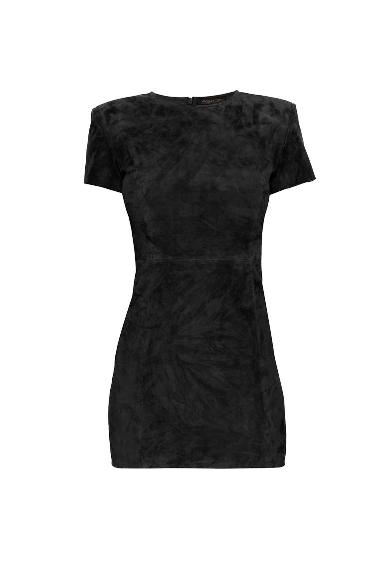 Fortuna Stretch Suede Dress, Alternate, color, Black
