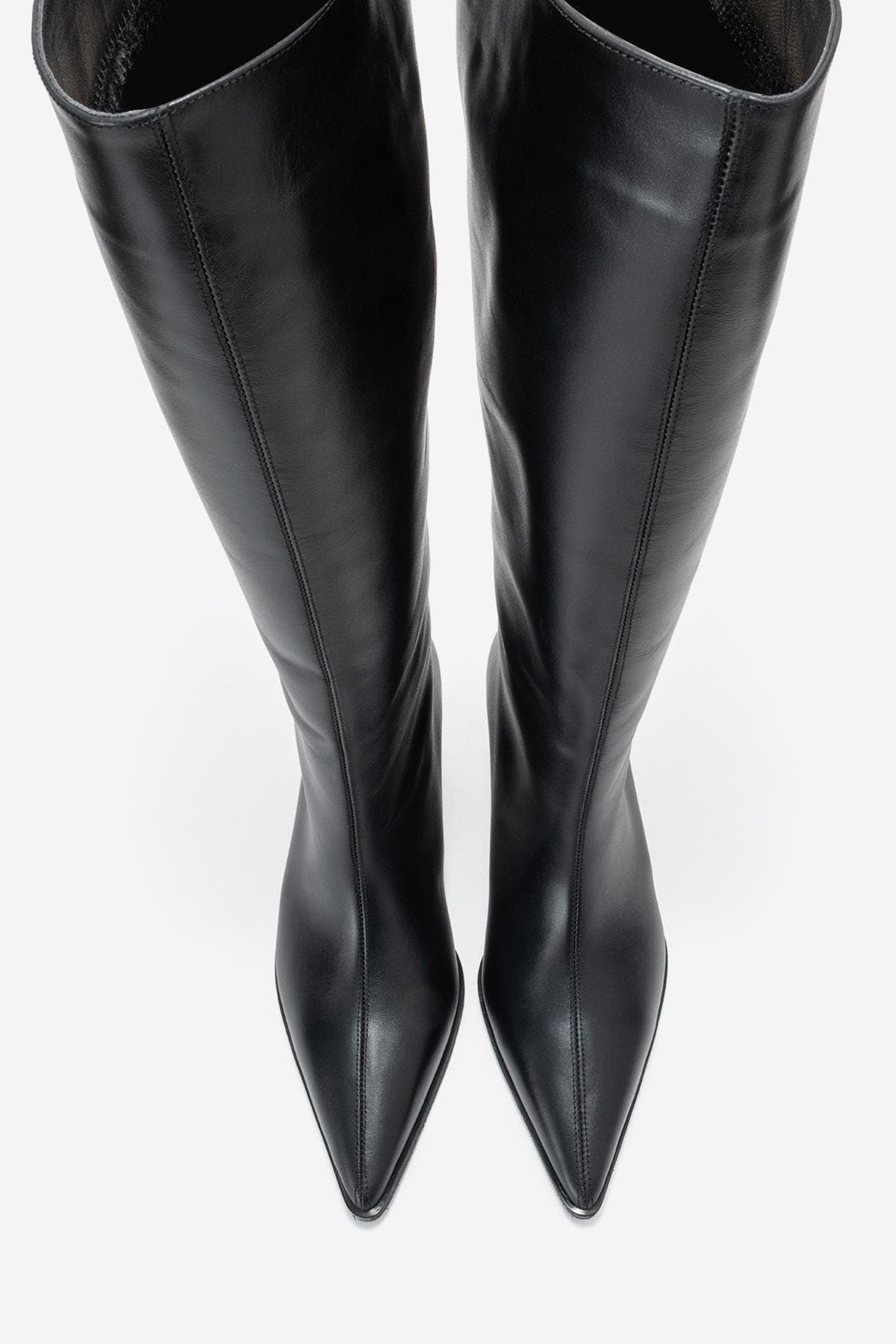 Forever & Always Shoes Siora Leather Knee High Boot, Alternate, color, Black Leather