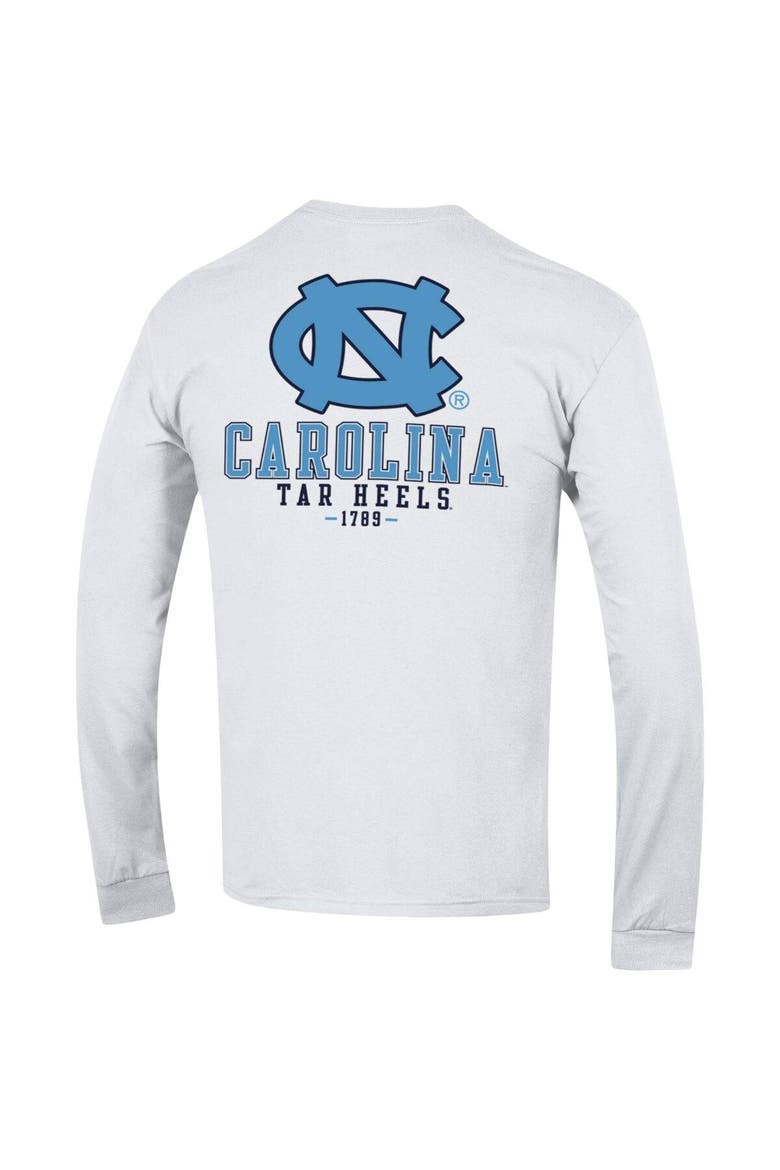 Men's Champion White North Carolina Tar Heels Team Stack Long Sleeve T-Shirt, Alternate, color, White