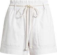 Caslon® Cotton & Linen Blend Paperbag Waist Shorts