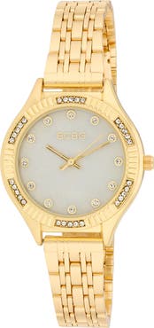 BCBG Fluted Mother-of-Pearl & Crystal Bracelet Watch, 33mm