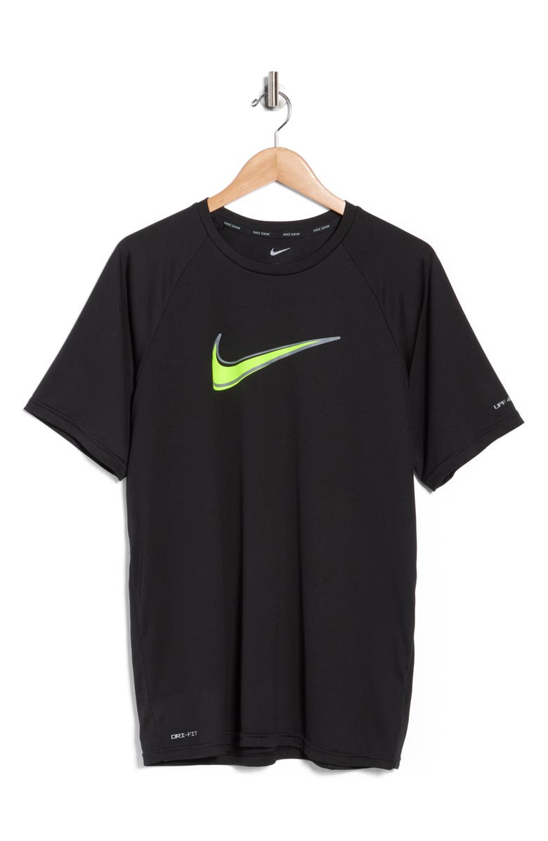 Nike Short Sleeve Hydroguard Swim Shirt, Main, color, Black