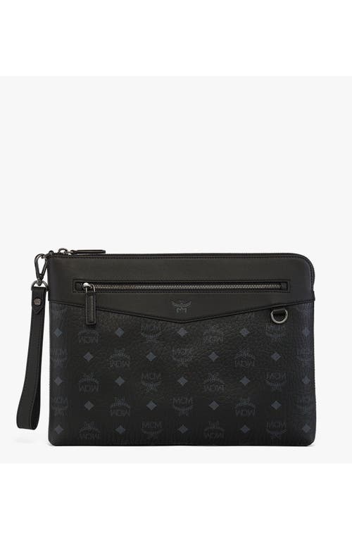 Mcm Diamond Wristlet Pouch In Visetos In Neutral