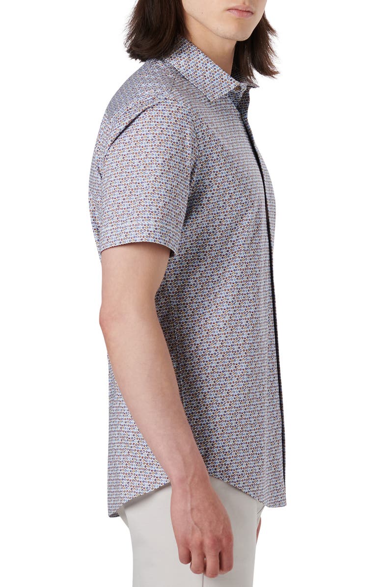 Bugatchi Men's OoohCotton<sup>®</sup> Geo Print Short Sleeve Button-Up Shirt, Alternate, color,