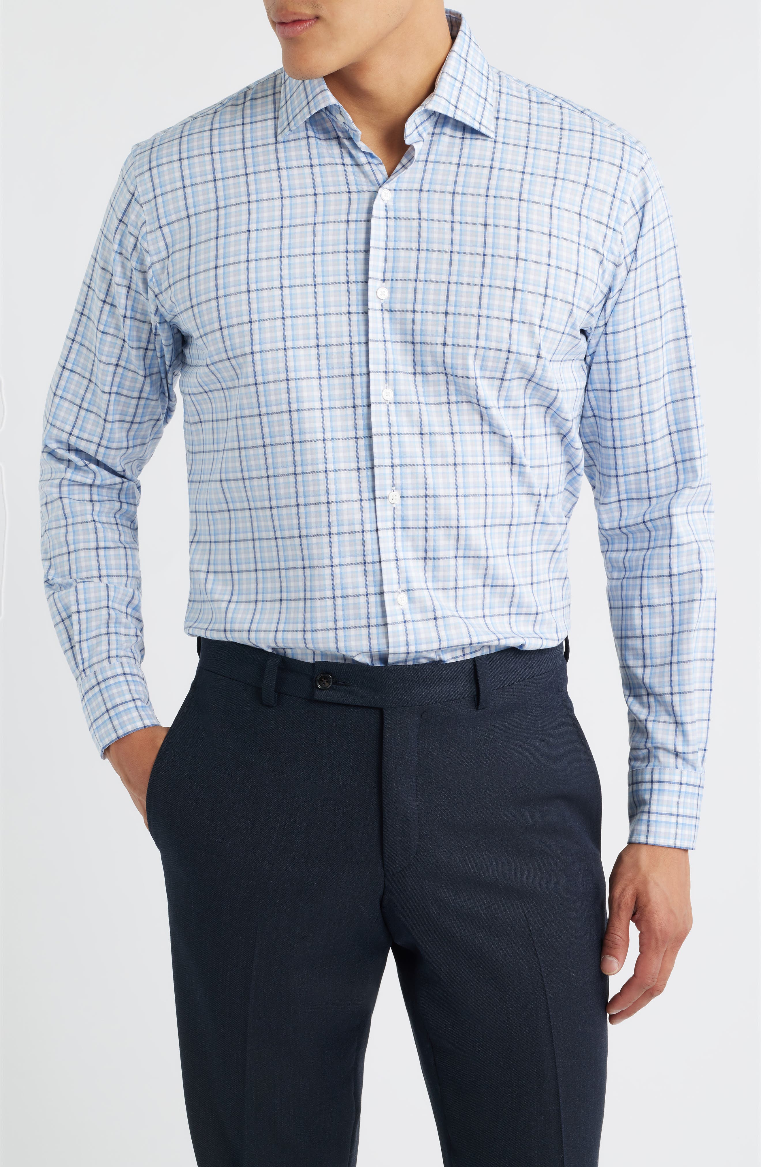 Crown Lite Shadow Check Performance Twill Button-Up Shirt