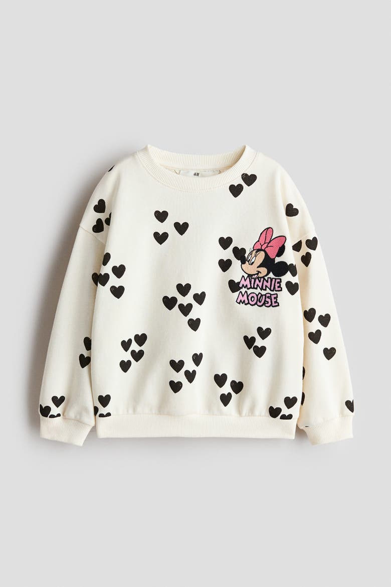 Motif-detail Sweatshirt, Main, color, Cream/Minnie Mouse