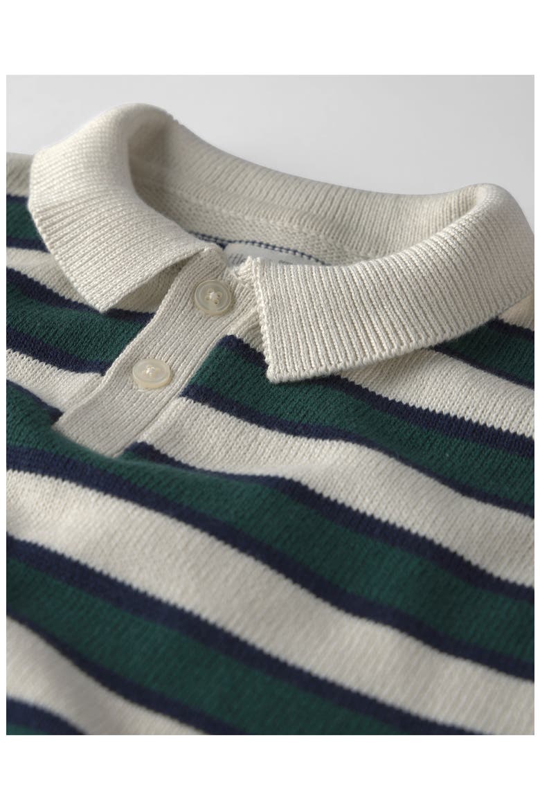 Kids' Stripe Organic Cotton Polo Sweater, Alternate, color, LP GREEN NAVY STRIPE