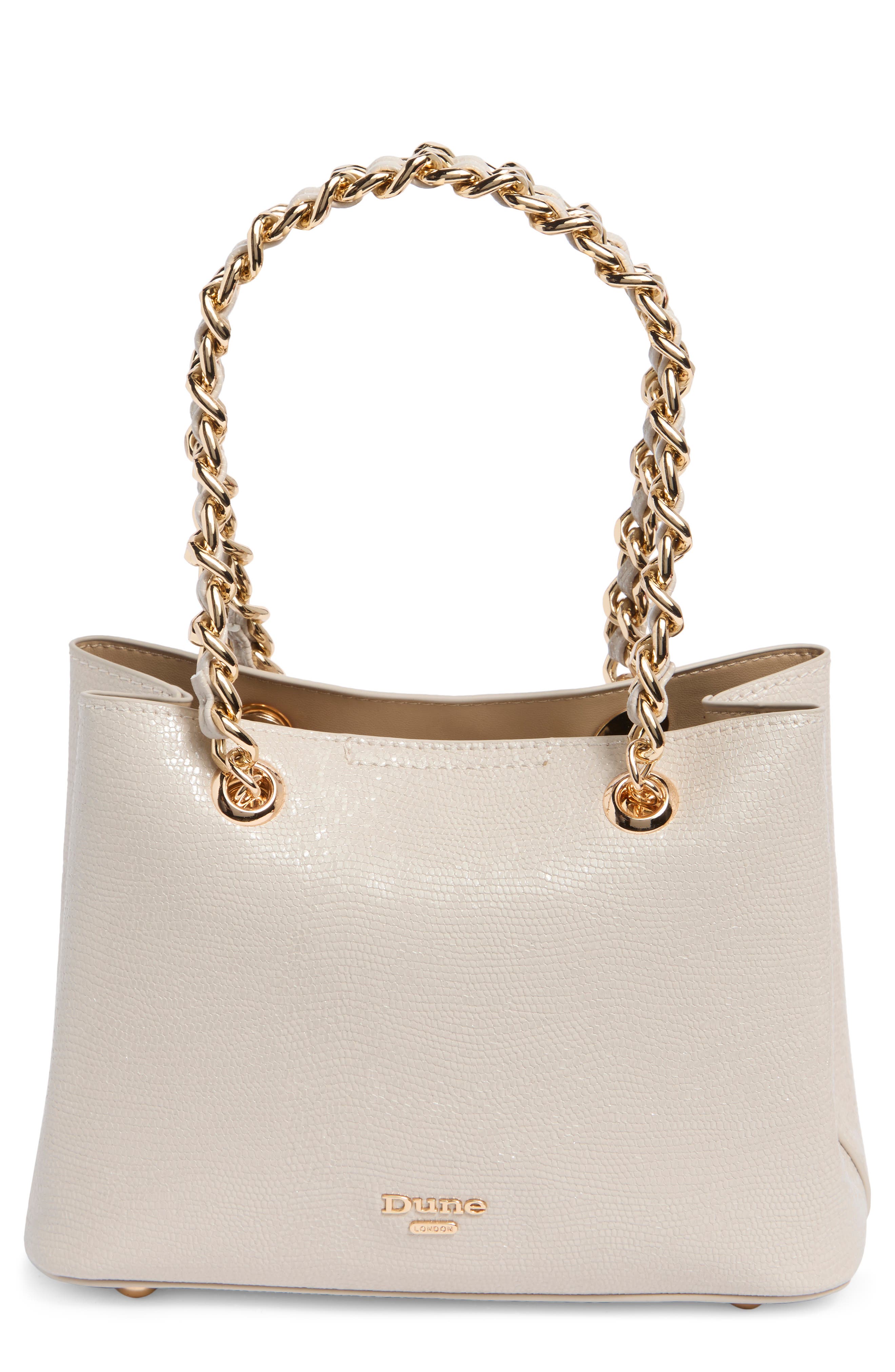 Dune London Dinidiemz Lizard Embossed Faux Leather Tote In Ecru
