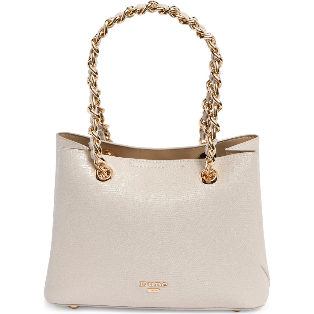 Dune London Dinidiemz Lizard Embossed Faux Leather Tote In Ecru