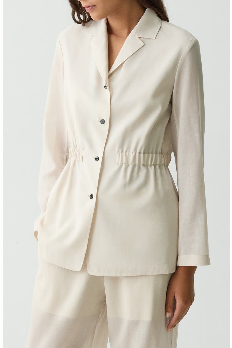 Cinched Waist Wool Blend Jacket, Alternate, color, SAND