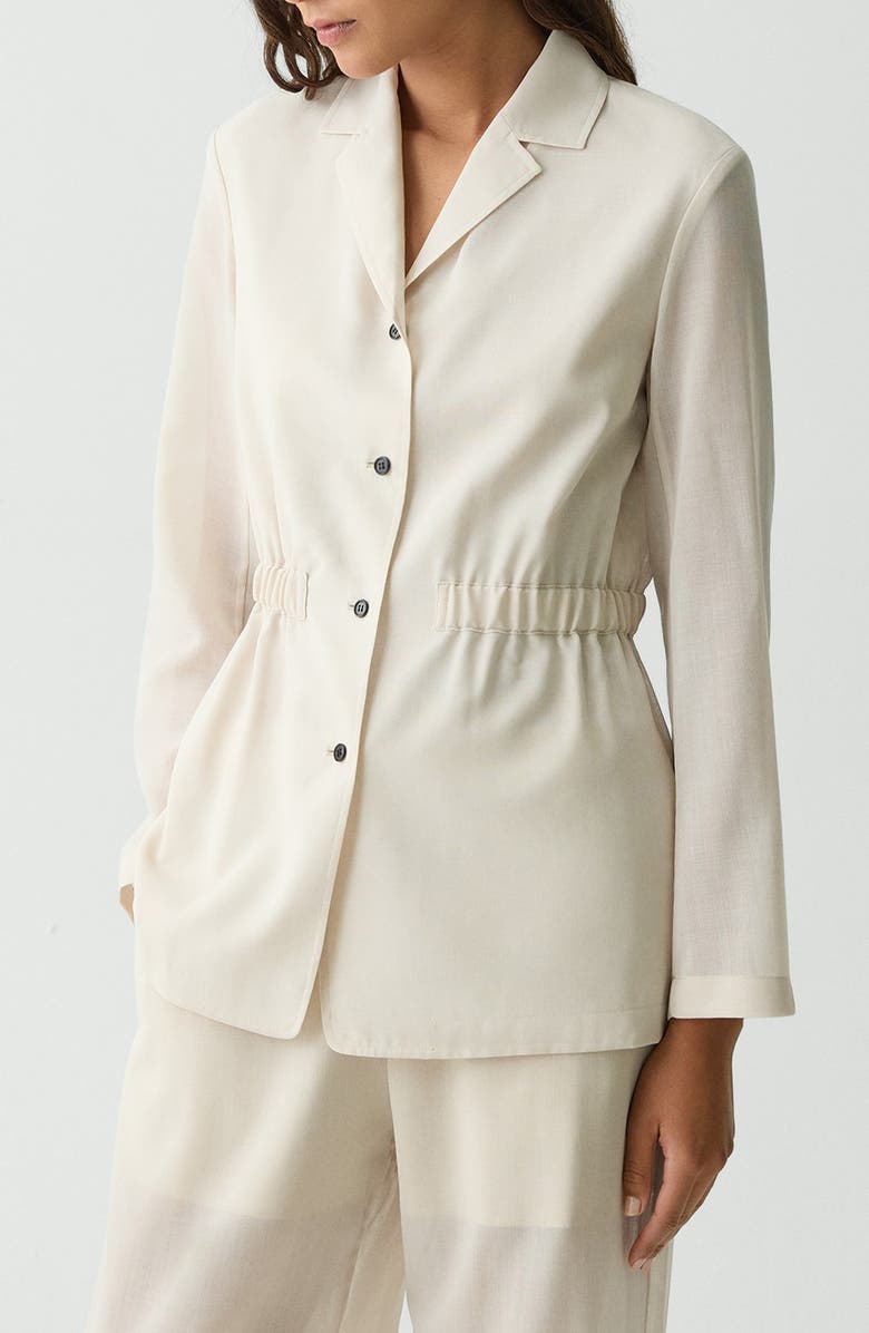 Theory Cinched Waist Wool Blend Jacket, Alternate, color, Sand