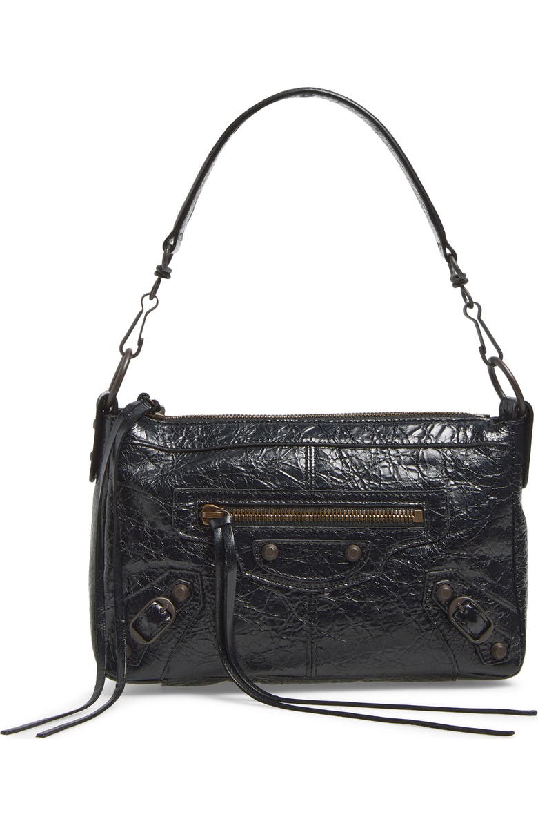 Balenciaga Mini Le City Moto Leather Shoulder Bag, Main, color, 1000 Black