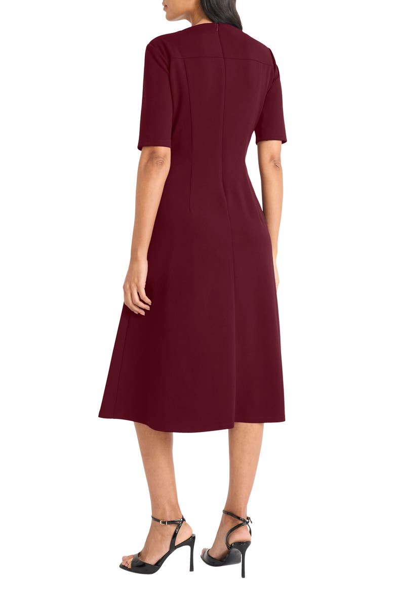 Double Pleat A-Line Midi Dress, Alternate, color, ARRESTING BURGUNDY