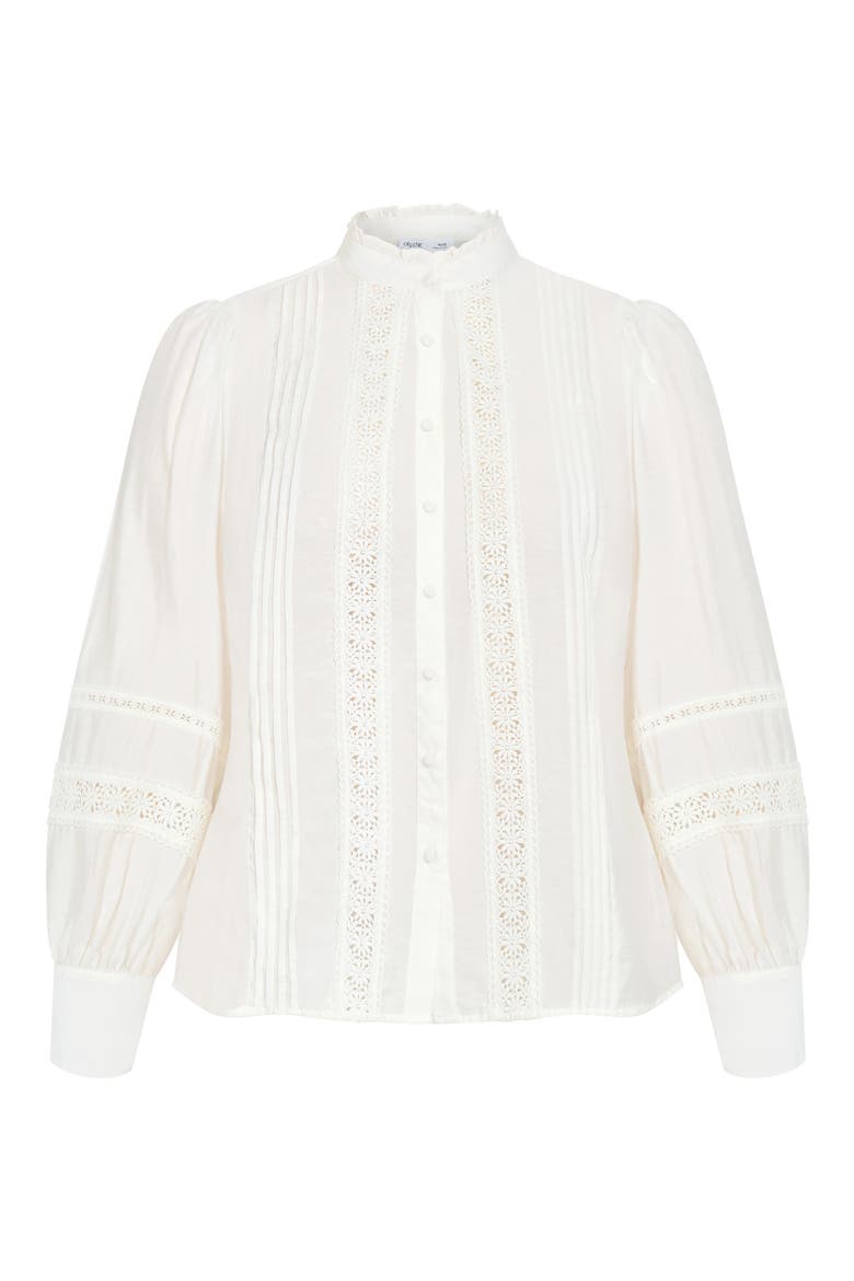 Whimsical Pintuck Lace Shirt, Alternate, color, CREAM