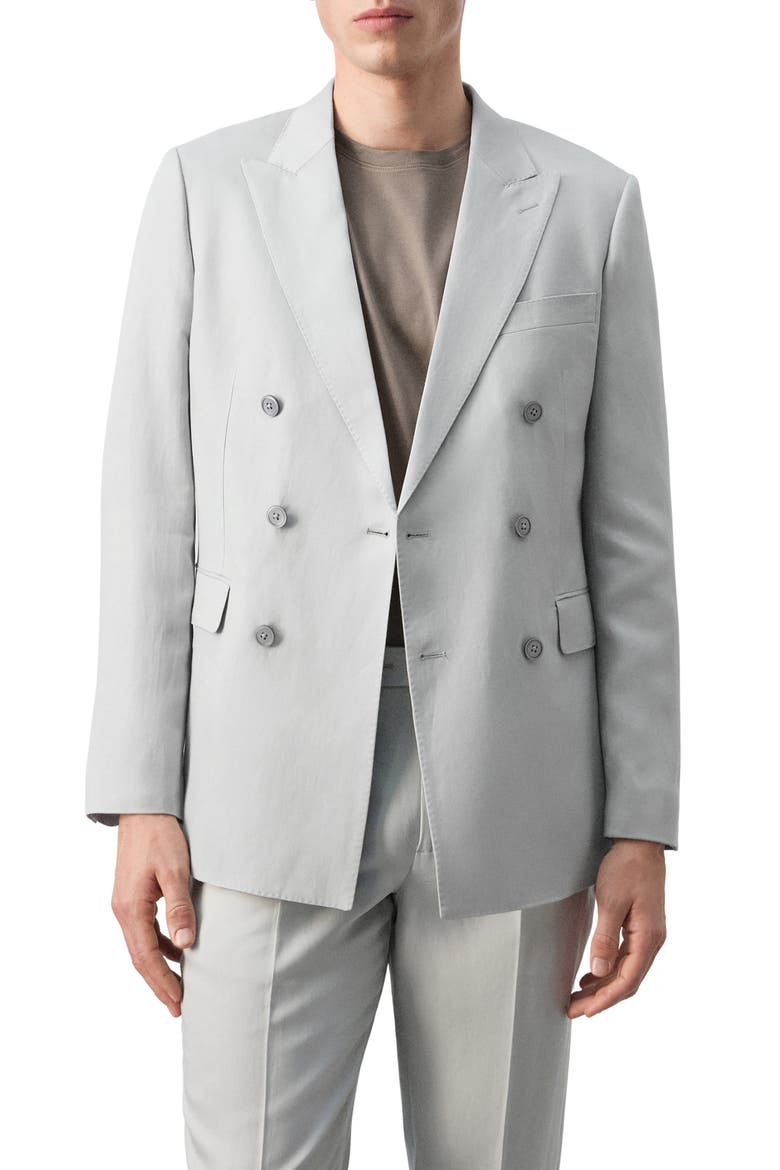 Amalfi Linen Slim Fit Double Breast Blazer, Main, color, GREY