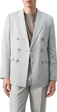 MANGO Amalfi Linen Slim Fit Double Breast Blazer
