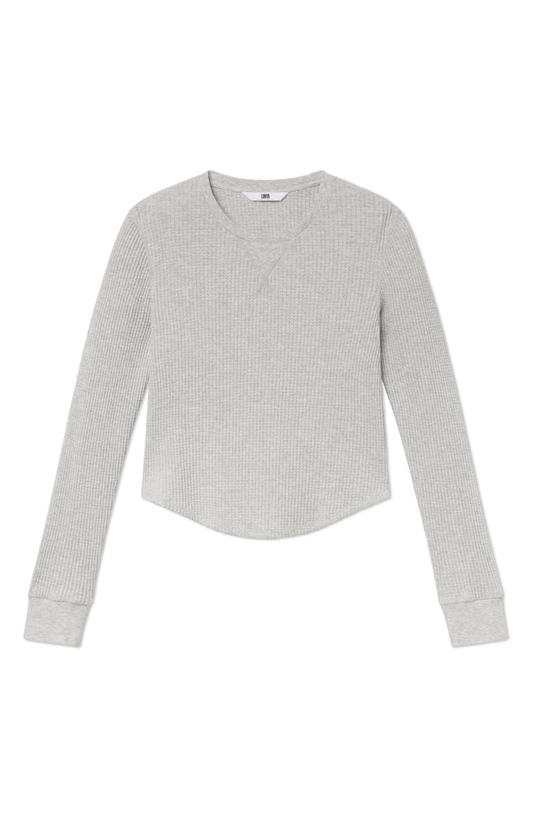 Lunya Waffle Soft Crewneck Top, Alternate, color, Moonlit Grey Heather