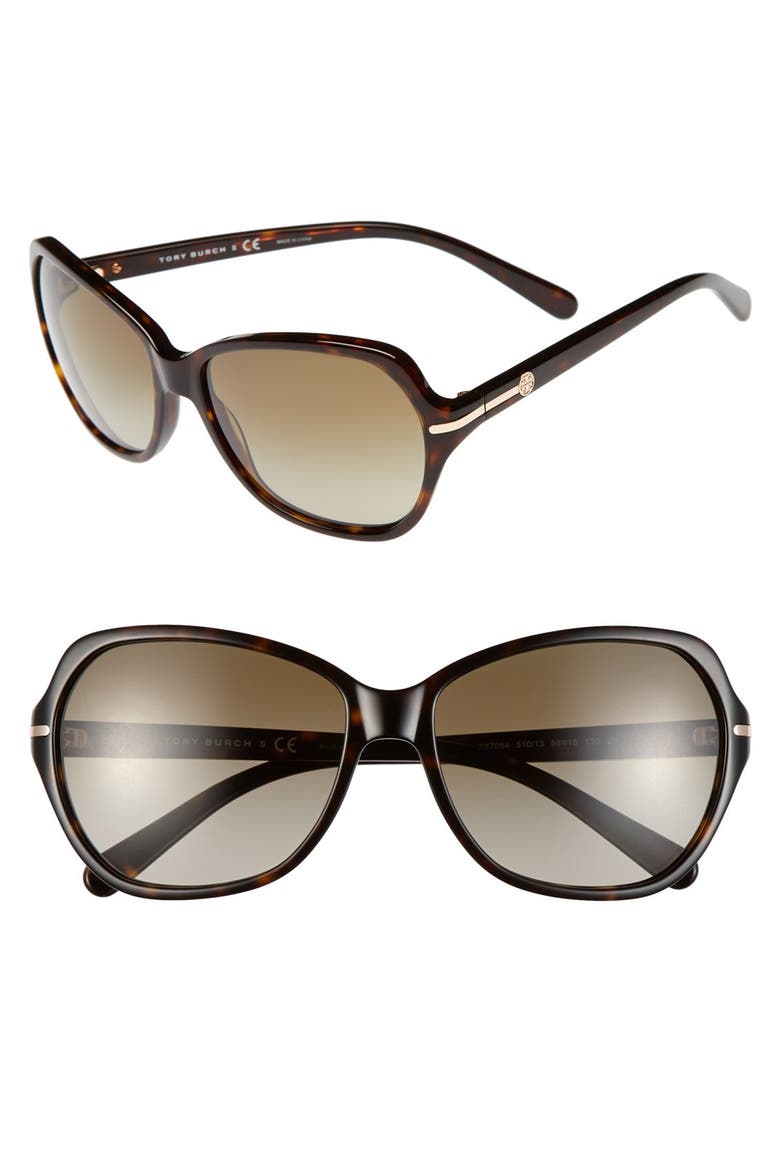 58mm Logo Bar Square Sunglasses, Main, color, TORTOISE