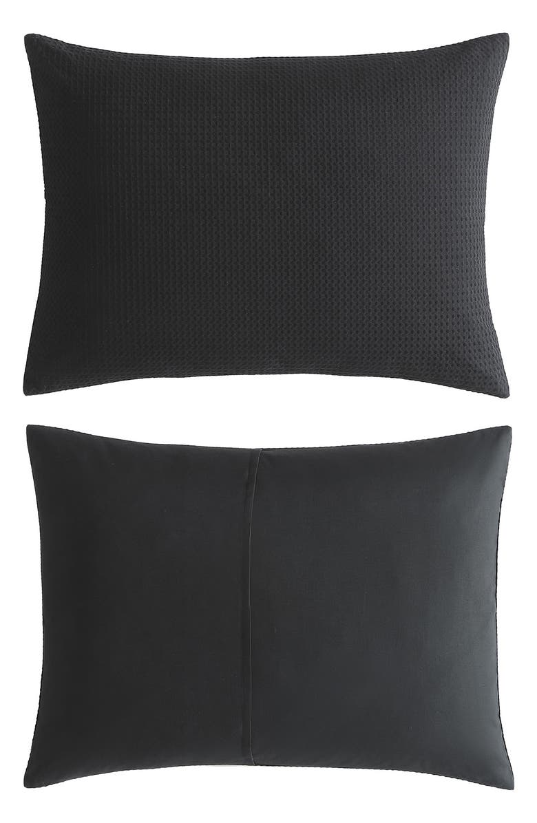Vera Wang Waffle Piqué Duvet & Shams Set, Main, color, Black