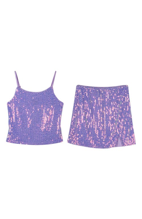 Shop Zunie Kids' Sequin Camisole & Skirt Set In Purple