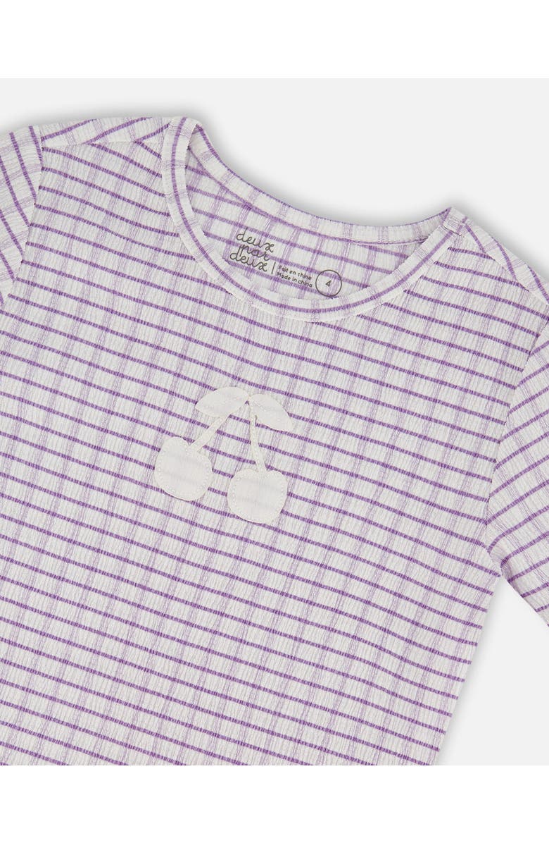 Deux par Deux Little Girl's Crinkle Top With Applique White Checkered Lilac, Alternate, color, White Checkered Lilac