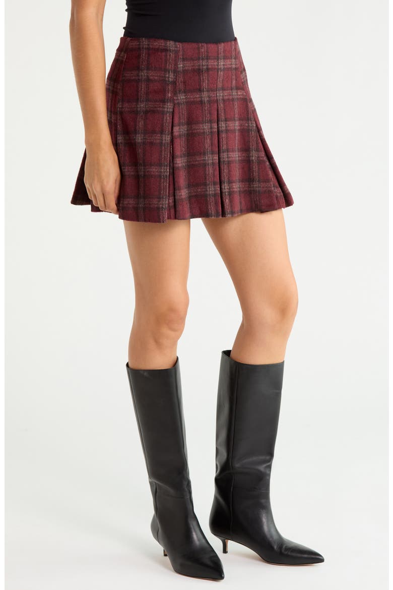 Pleated Plaid Flannel Miniskirt, Alternate, color, RED PLAID