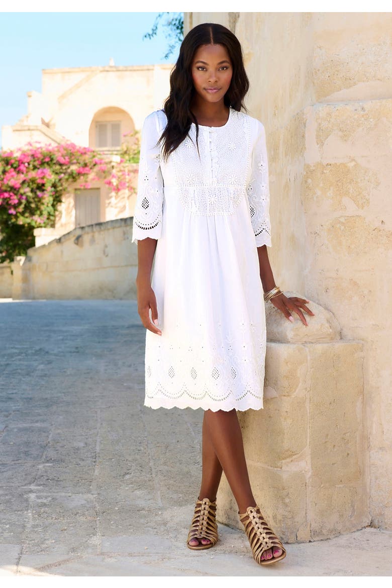 Cotton Lace Dress, Alternate, color, WHITE