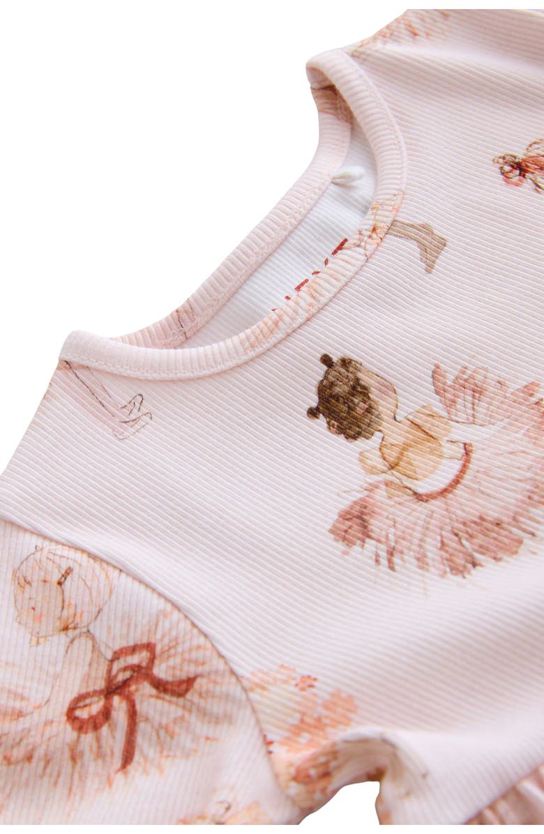 NEXT Kids' Ballerina Print Rib Dress, Alternate, color, Pink