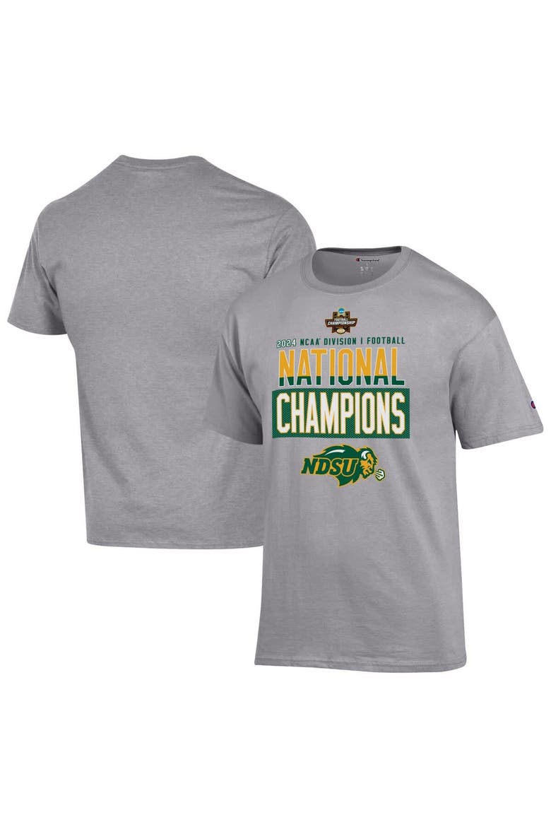 Men's Champion  Gray NDSU Bison 2024 NCAA FCS Football National Champions Locker Room T-Shirt, Alternate, color, Gray